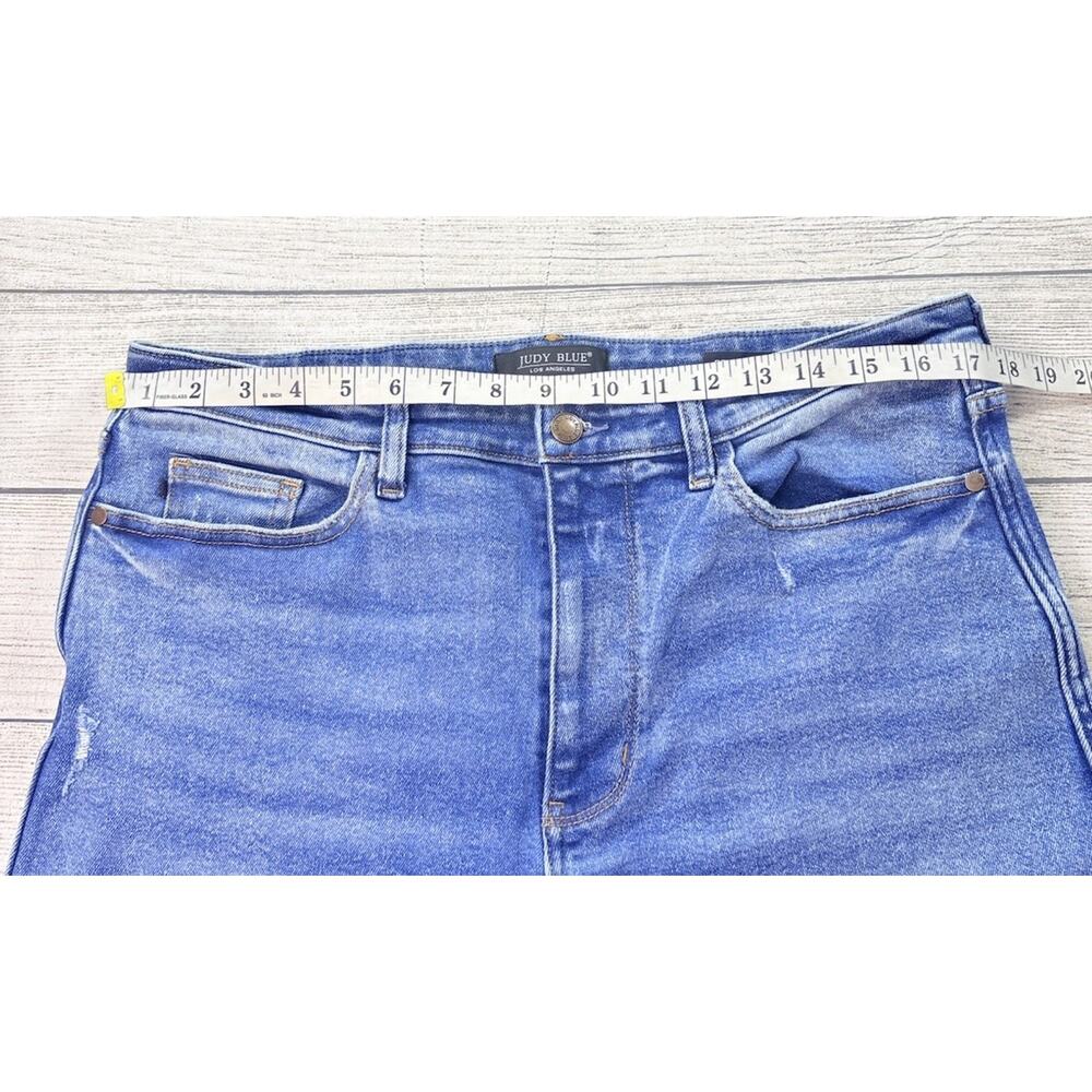 Judy Blue Retro Wide Leg Lightly Distressed Raw Hem Denim Blue Jeans Size 15/32 - Picture 5 of 11